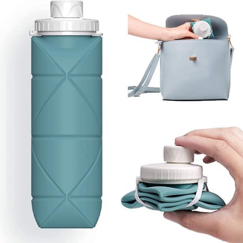 Travel essentials collapsible water bottle
